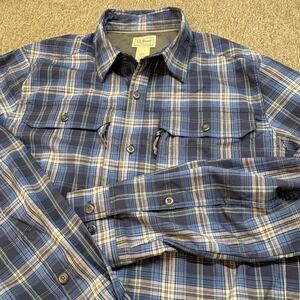 LL Bean Cresta Trail Shirt Men's Tall Sz M Plaid Hiking Lightweight Long Sleeve